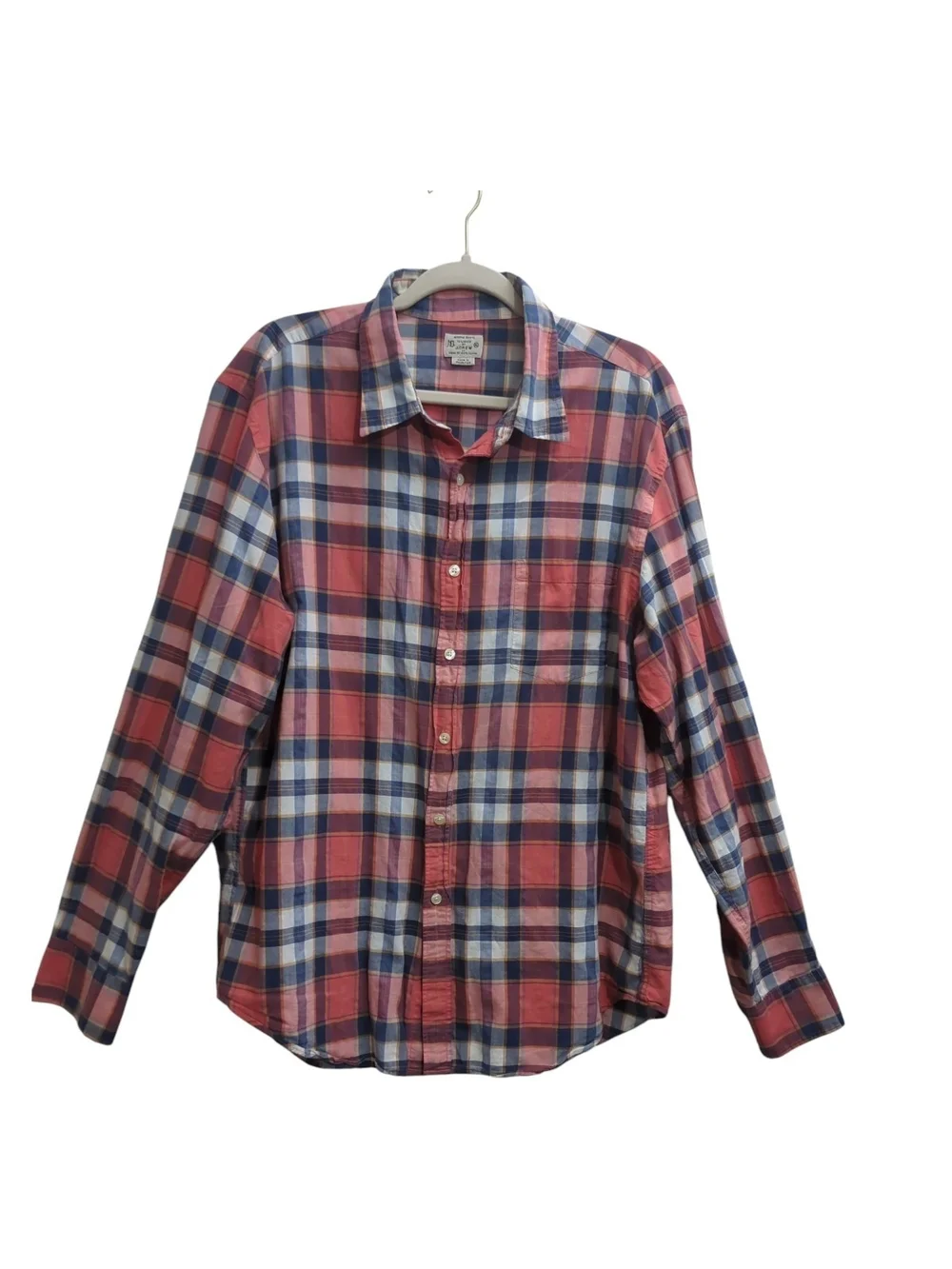 J.Crew Madras Plaid Button Down Shirt Men's XL 100% Cotton Preppy Old Money